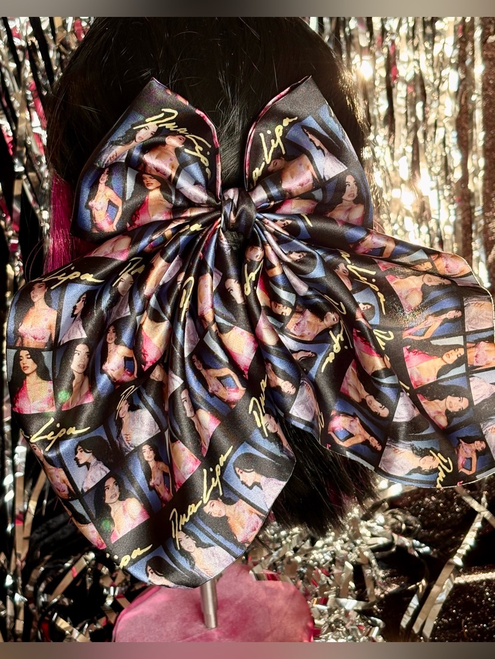 Dua Lipa Oversized Hair bow Future Nostalgia Album inspired merch Satin Barrette